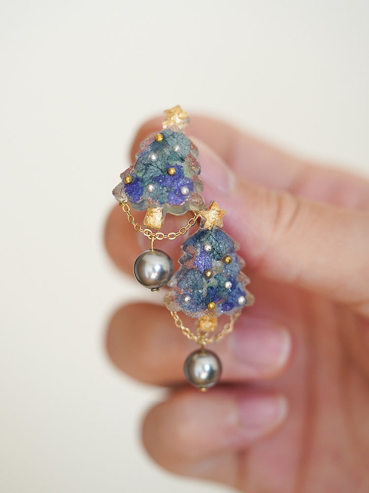 Xmas tree earrings - Blue