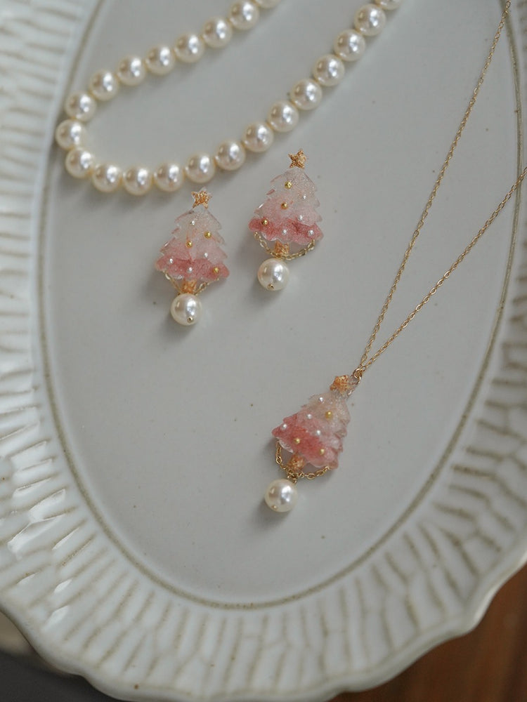 Xmas tree earrings - Pink