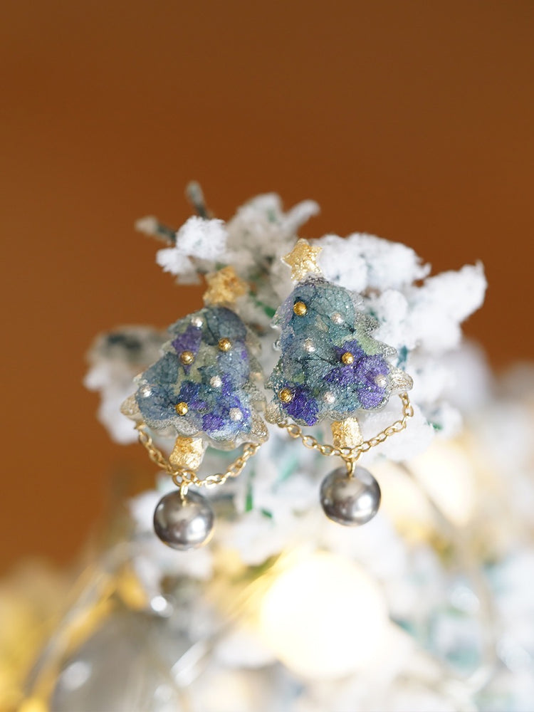 Xmas tree earrings - Blue