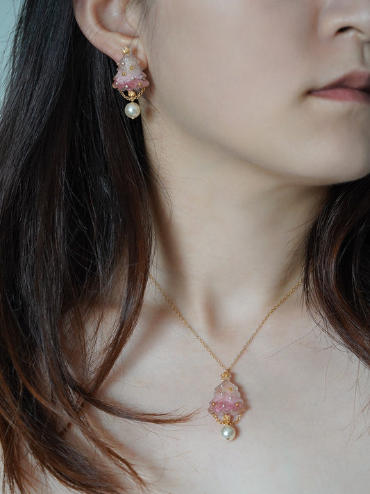 Xmas tree necklace - Pink