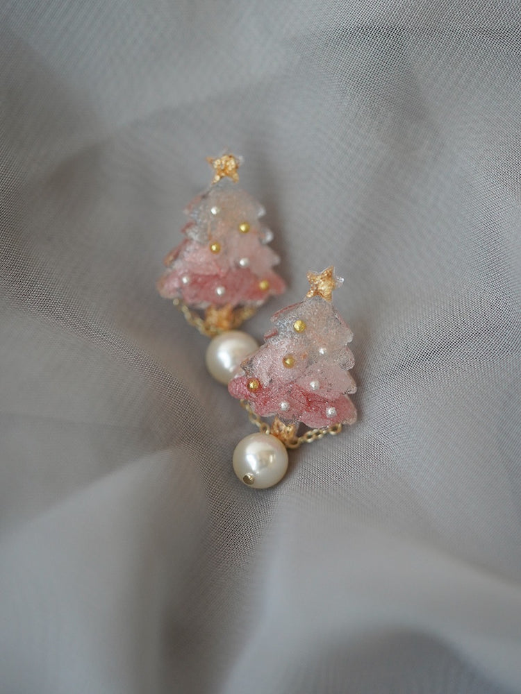 Xmas tree earrings - Pink