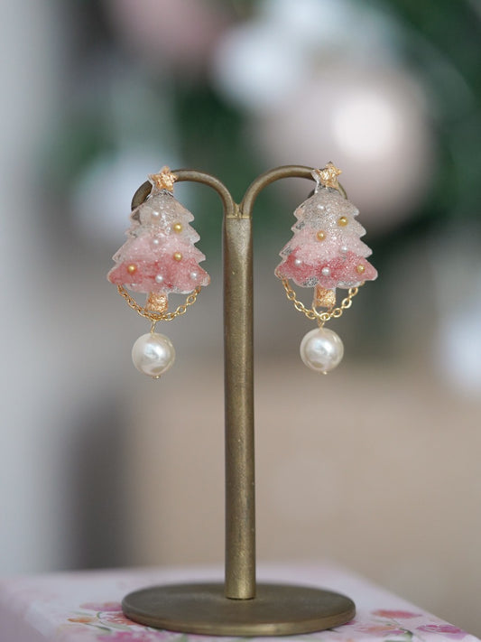 Xmas tree earrings - Pink